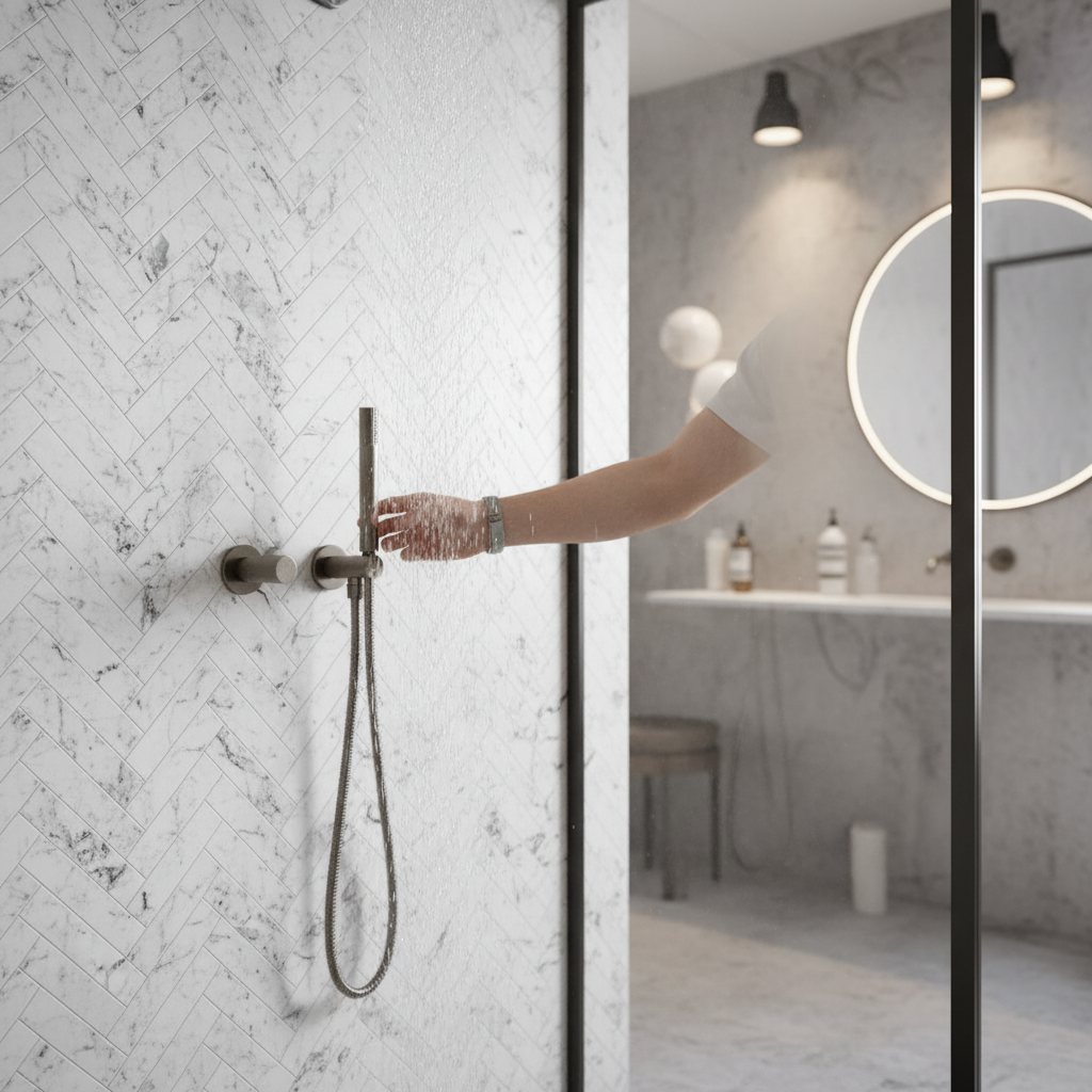 Herringbone Marble Waterproof Wall Panelling