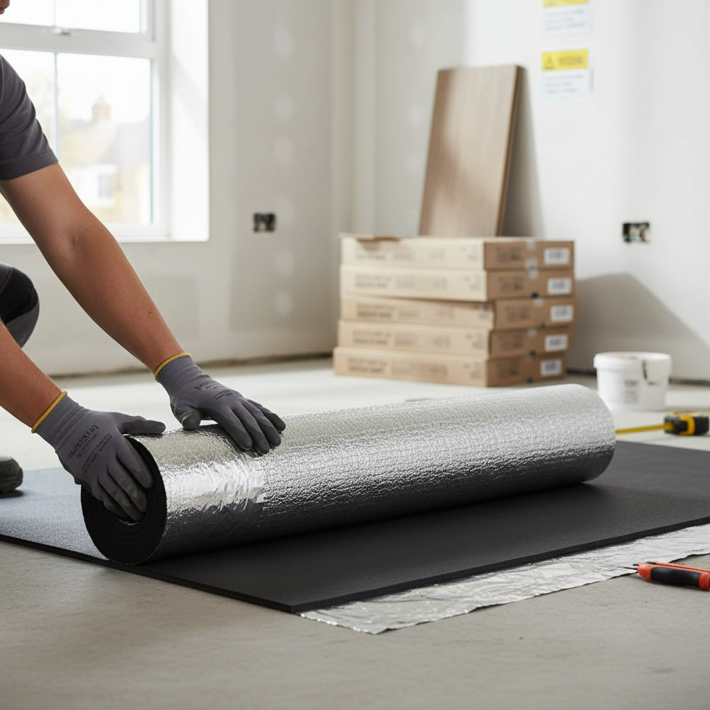 Premium 3mm Wood and Laminate Flooring Underlay with Silver Vapour Barrier for Enhanced Performance and Noise Reduction