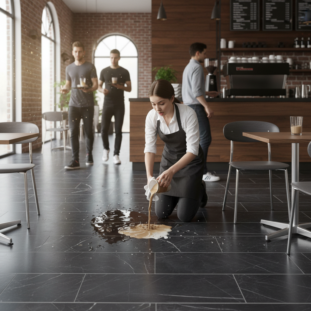 8mm Water-Resistant Laminate Flooring with Black Marble E...