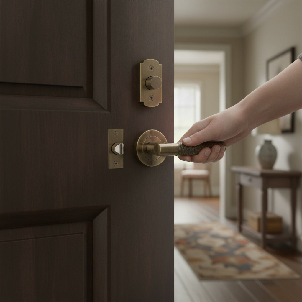 Premium Knurled Round Rose Lever Door Handle Set - Elegant Antique Bronze Finish with Comprehensive Components