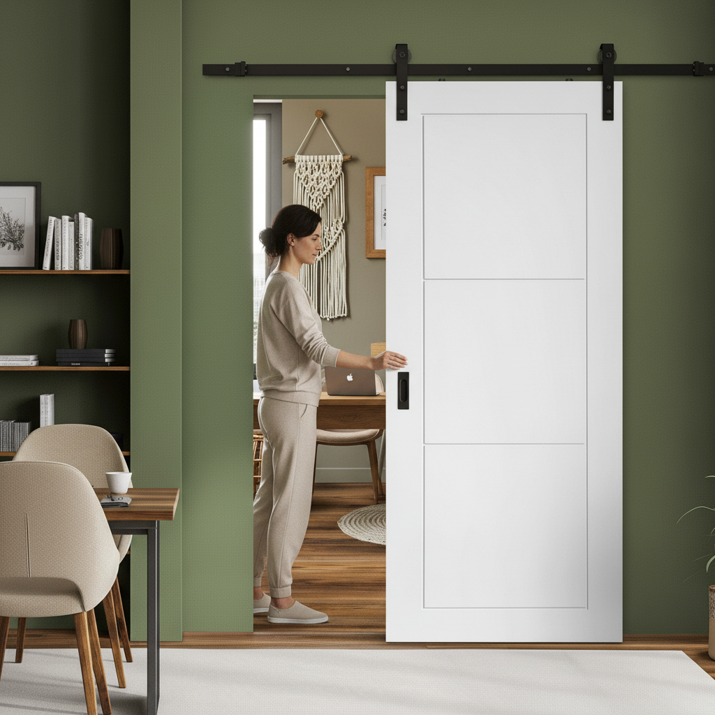 Internal White Primed 3 Panel Sliding Door Set