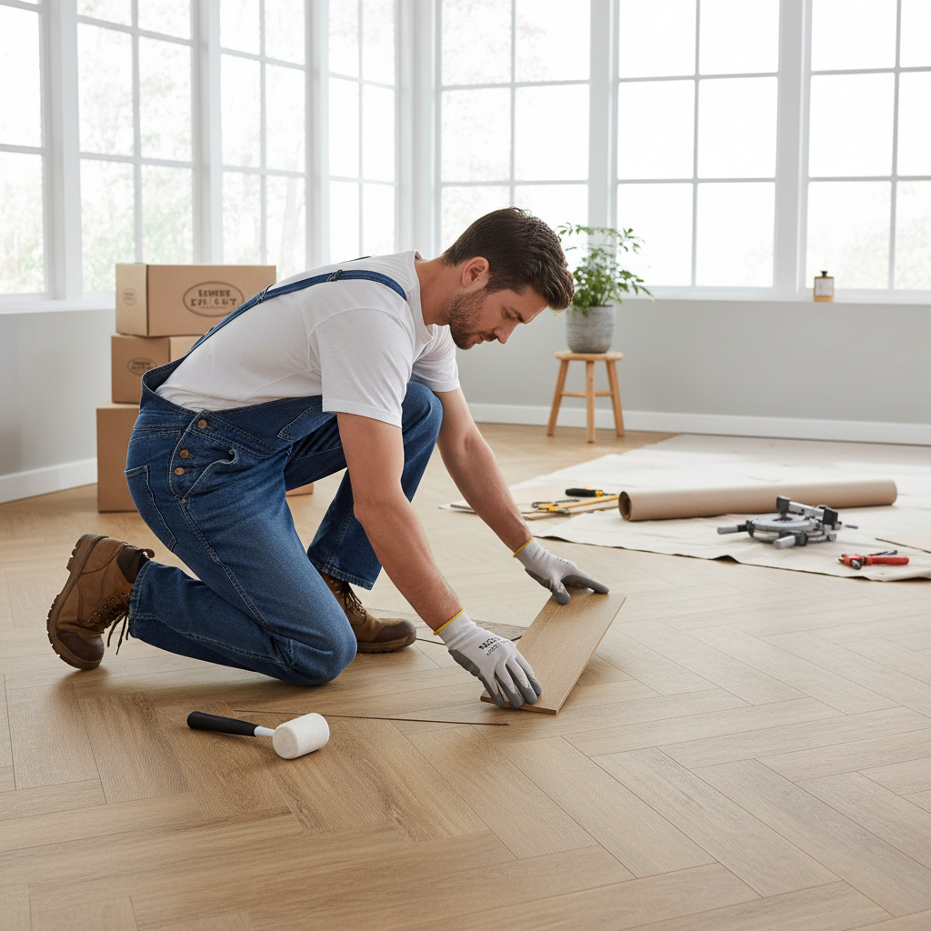 Premium Herringbone Rigid Core Vinyl Flooring 5.5mm with Waterproof Protection and Built-in Underlay for Humid Areas