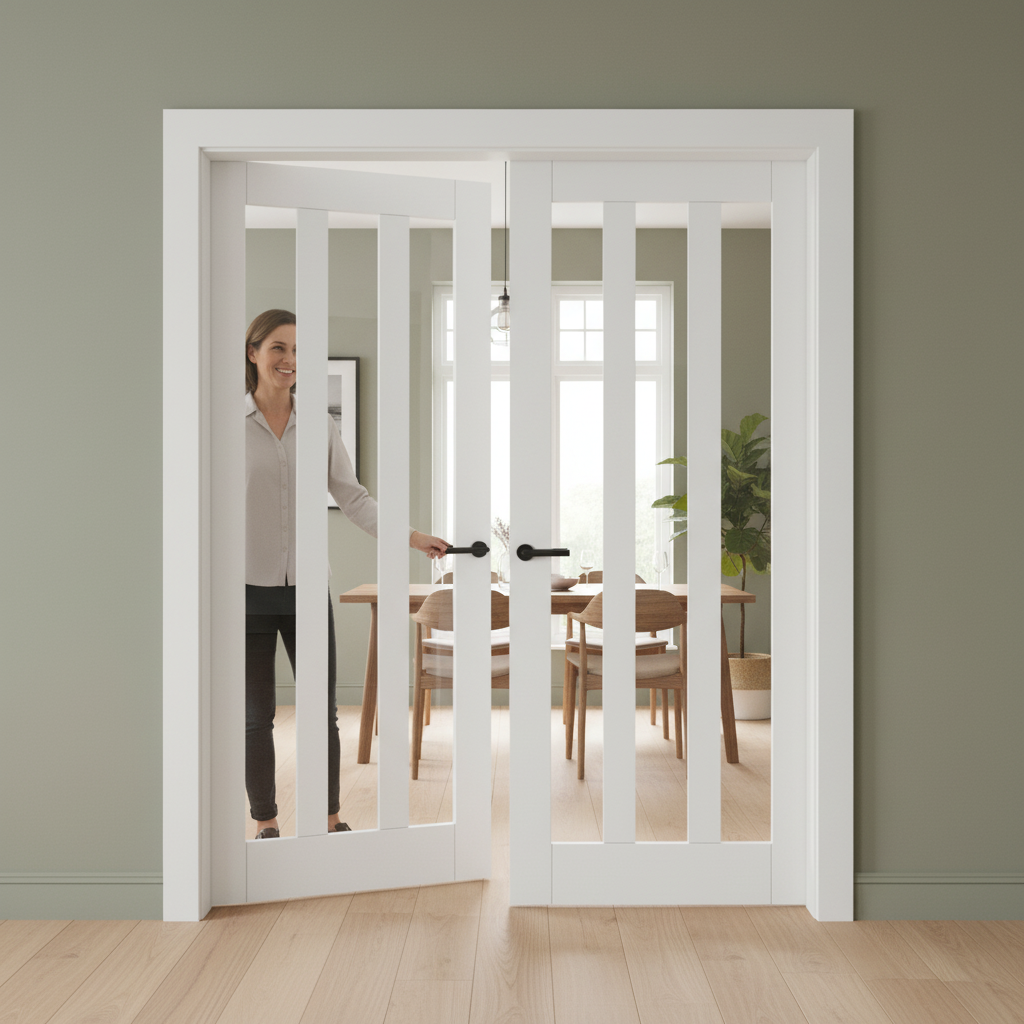 Internal White Primed 3 Light Glazed Pair Door