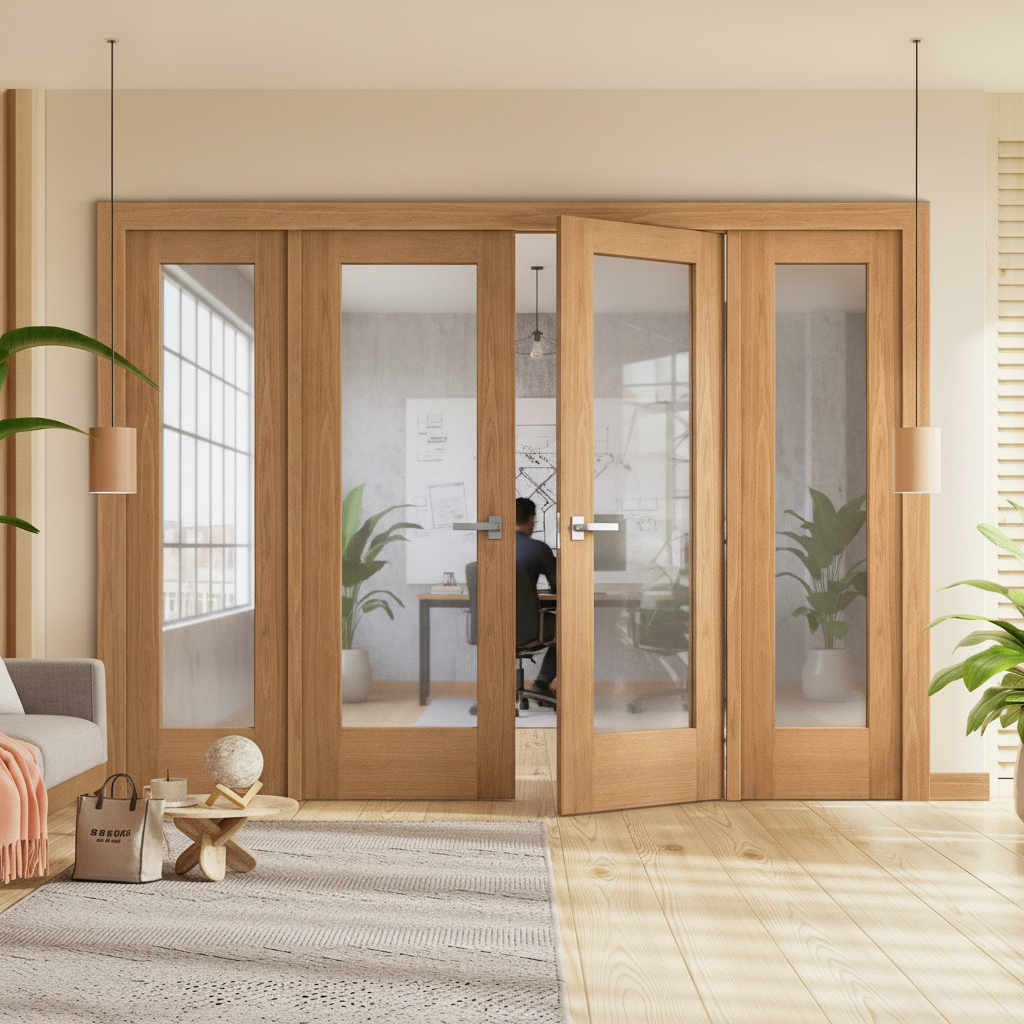 Internal Room Divider Set with Pattern 10 Obscure Glass P...