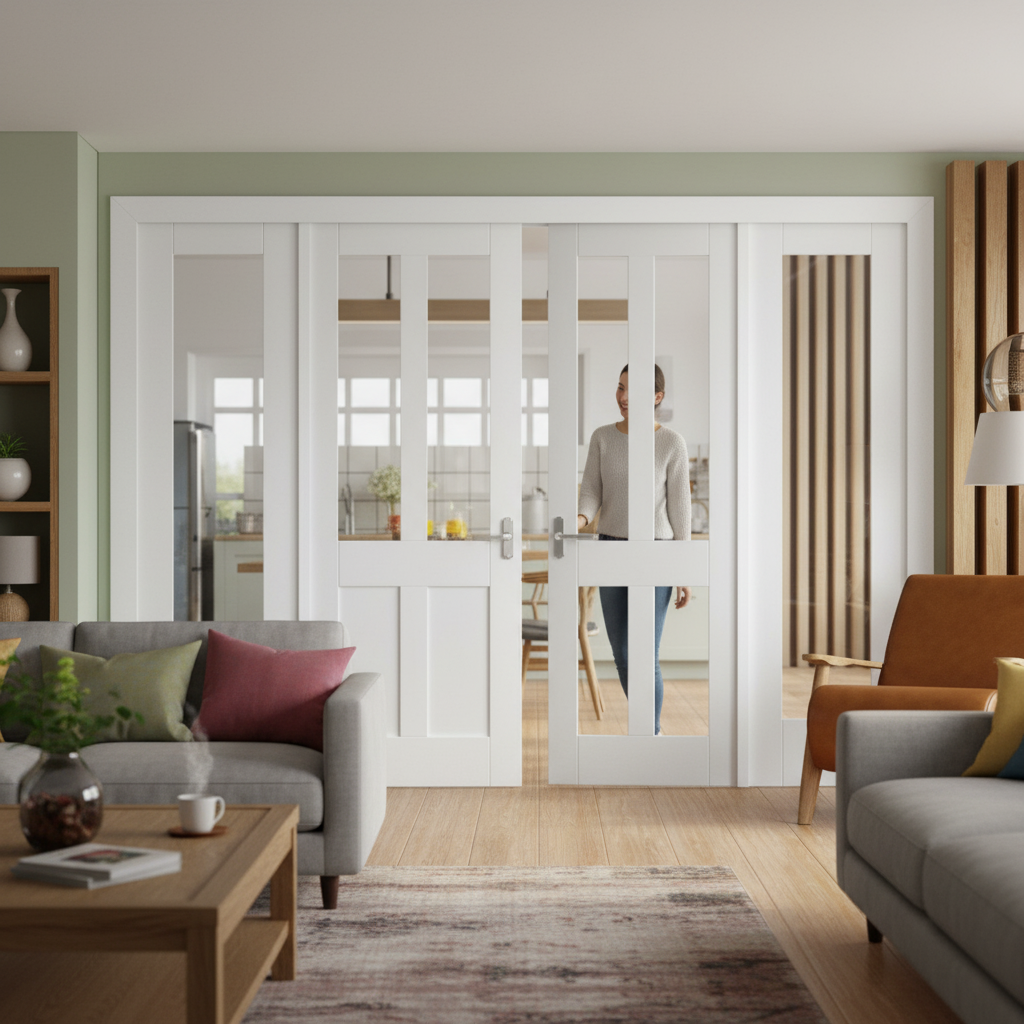 Internal Victorian Room Divider Set with Clear Glass Panels