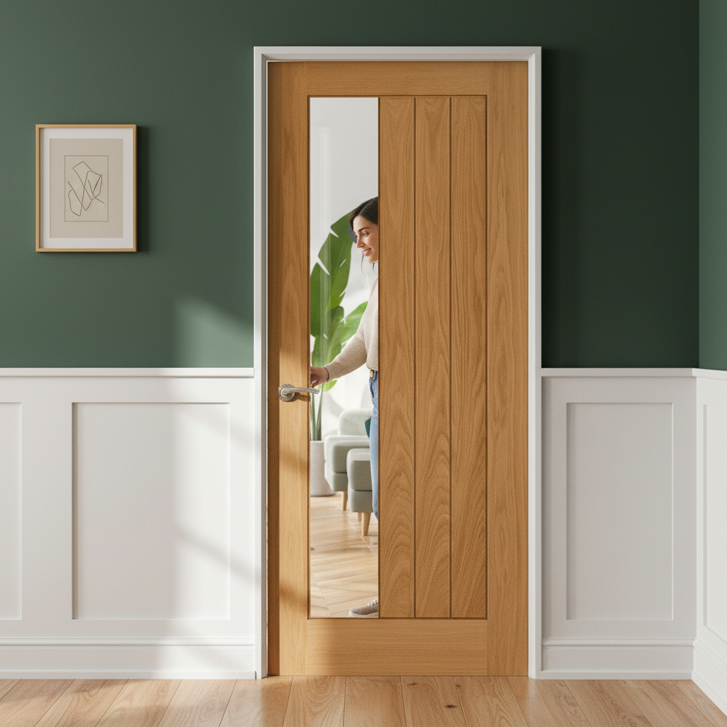 Fully Finished Internal Clear Glass Door with Offset Design