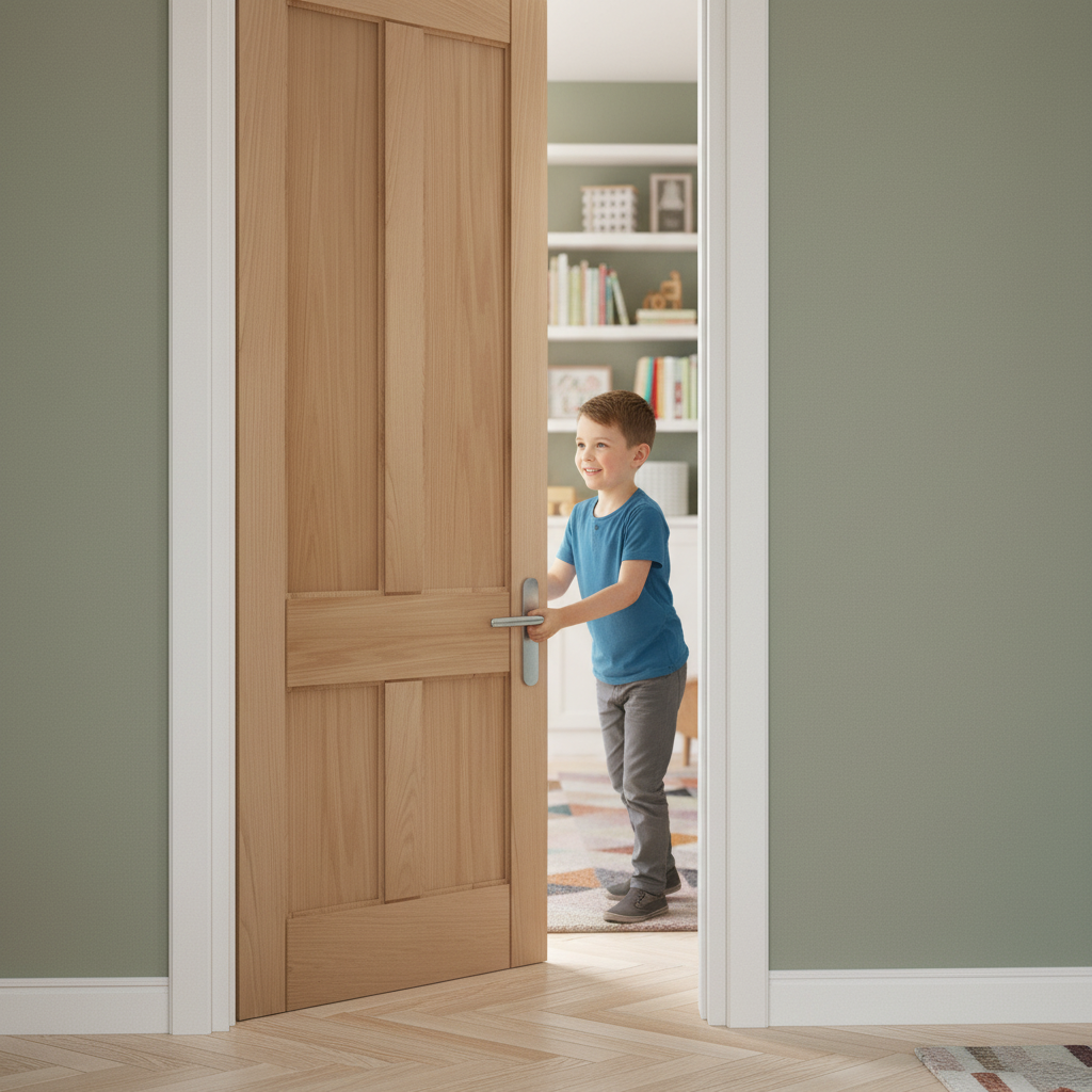 Unfinished Internal 4 Panel Deco Door - Customizable Soli...