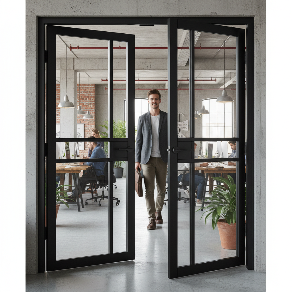 Premium Industrial Style Fully Finished Door Pair in Black or White with Solid MDF Panels and Robust Construction