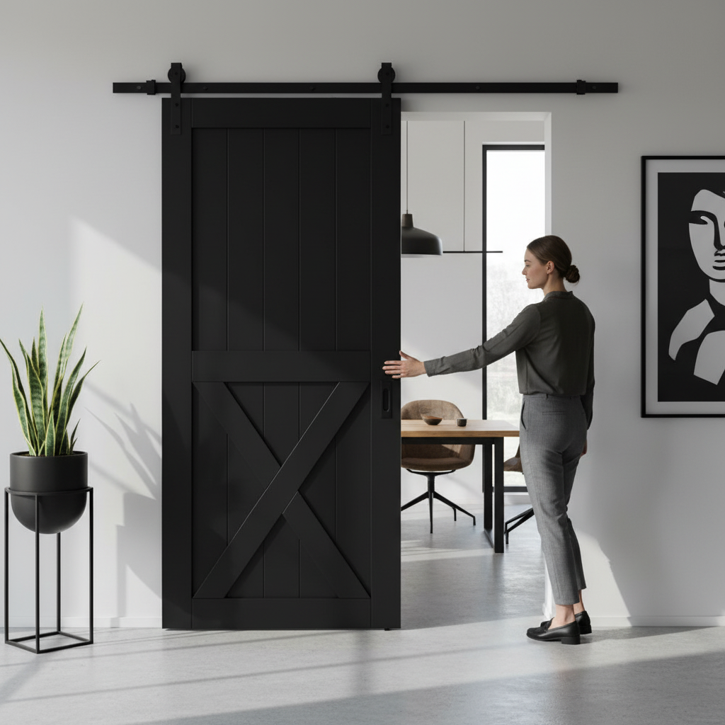 Internal Primed 1 Panel X Brace Sliding Barn Door - High-...