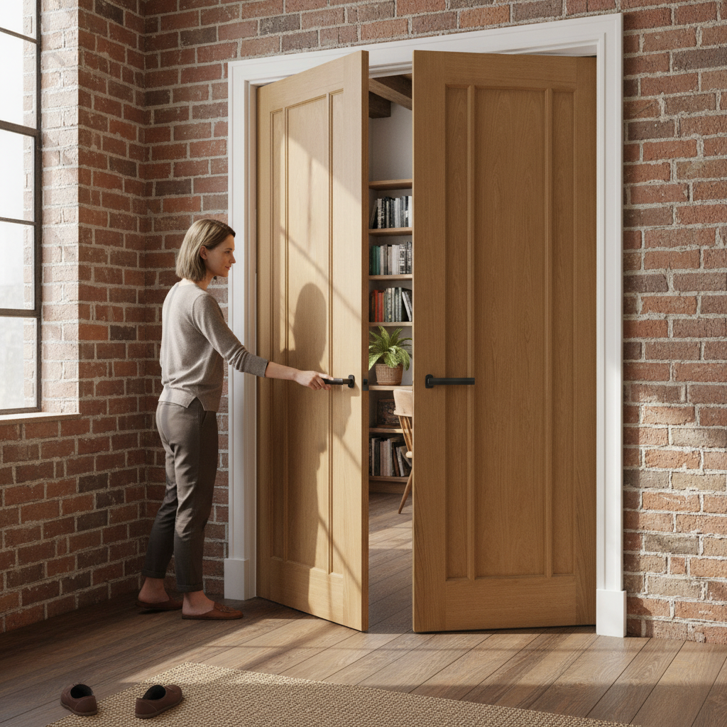 Internal Oak Unfinished 3 Panel Pair Door - Customizable ...