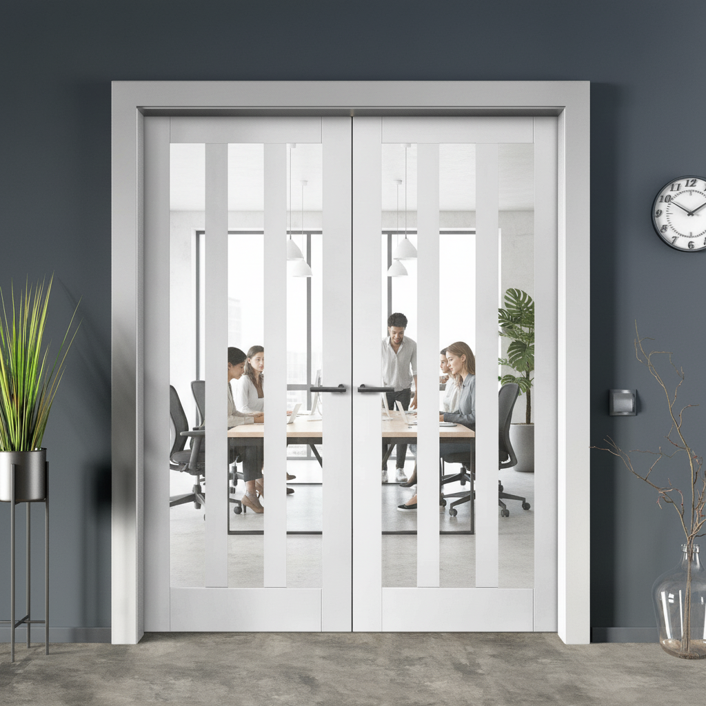 Internal White Primed 3 Light Glazed Pair Door
