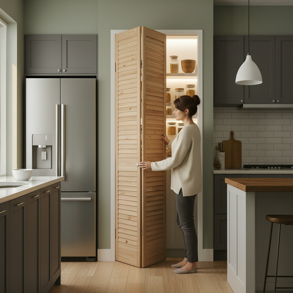 Clear Pine Internal 28mm Open Louvre Bi-fold Door Set