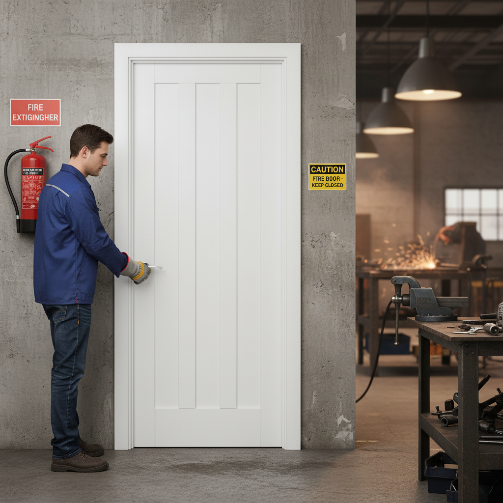 Premium Internal Primed 3 Panel FD30 Fire Door - Solid Core, White Finish, 30 Minutes Fire Protection