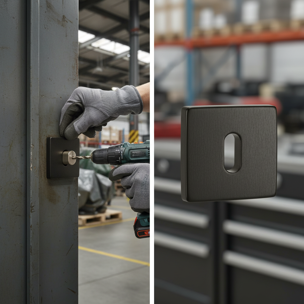 Premium Square Escutcheon with Modern Black Finish - 50x50mm for Stylish Door Security