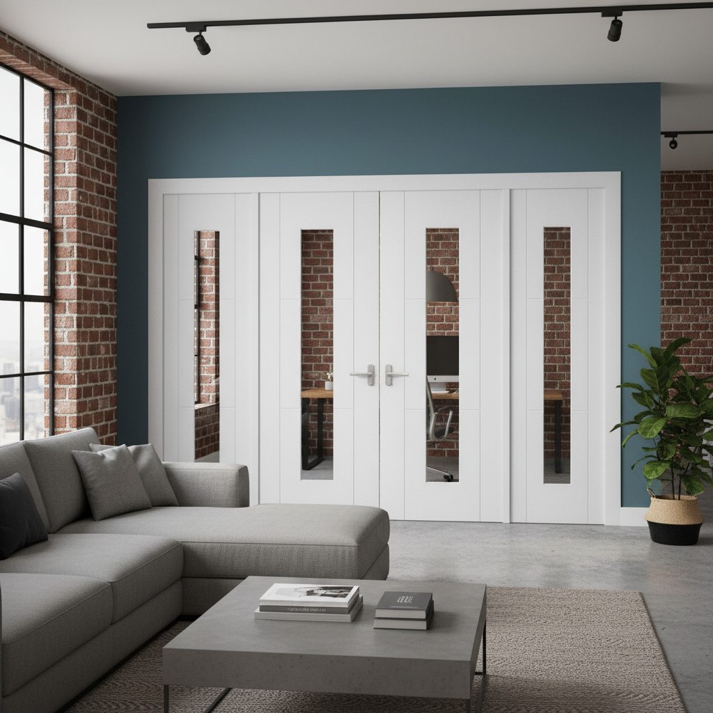Internal Room Divider Set with Clear Glass Panels
