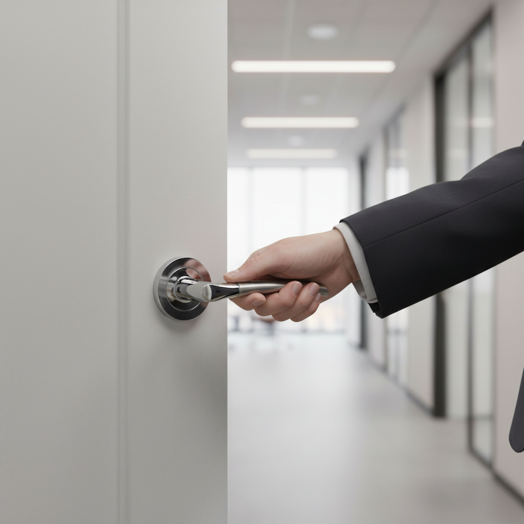 Indiana Round Lever Door Handle with Satin Chrome