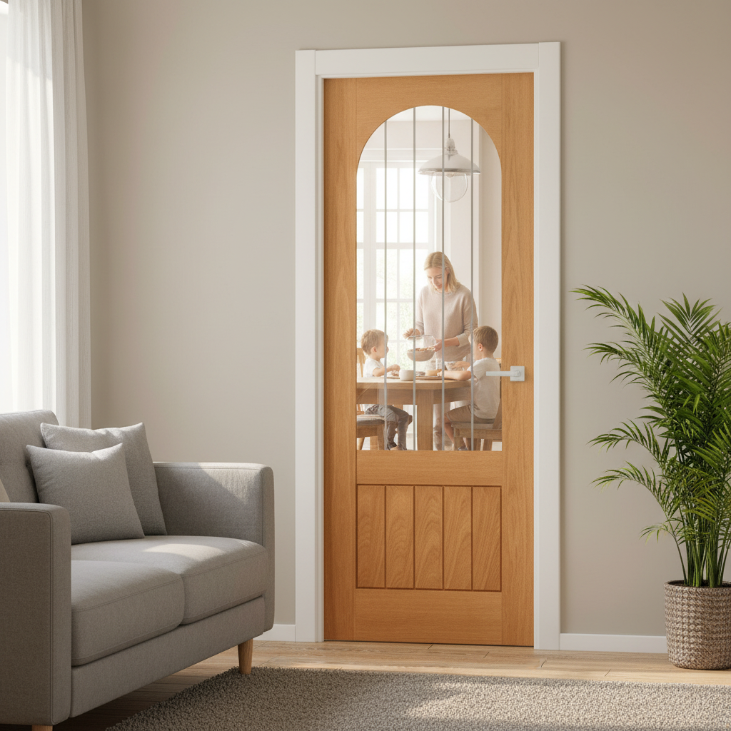 Internal Finished Arched Square Top Door with 1 Light Obs...