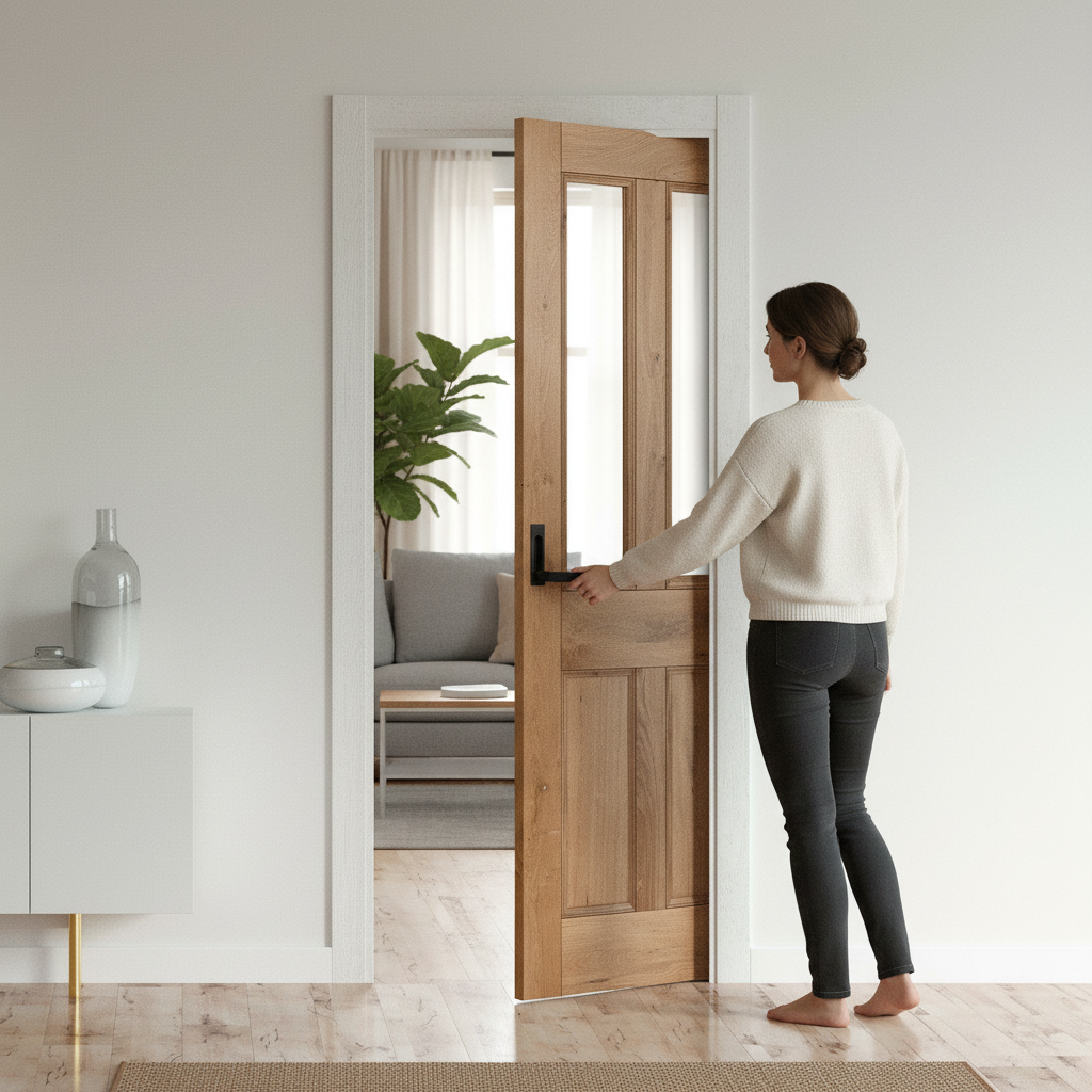 Fully Finished Internal Pocket Door Set with 4 Glazed Panels