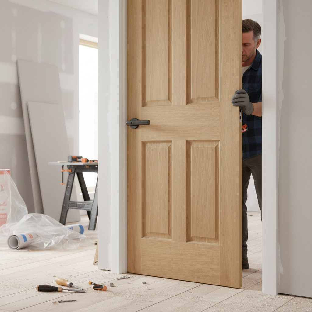 Premium Made-to-Measure Internal Oak Door with 4 Panels - Bespoke Unfinished Design for Custom Interiors