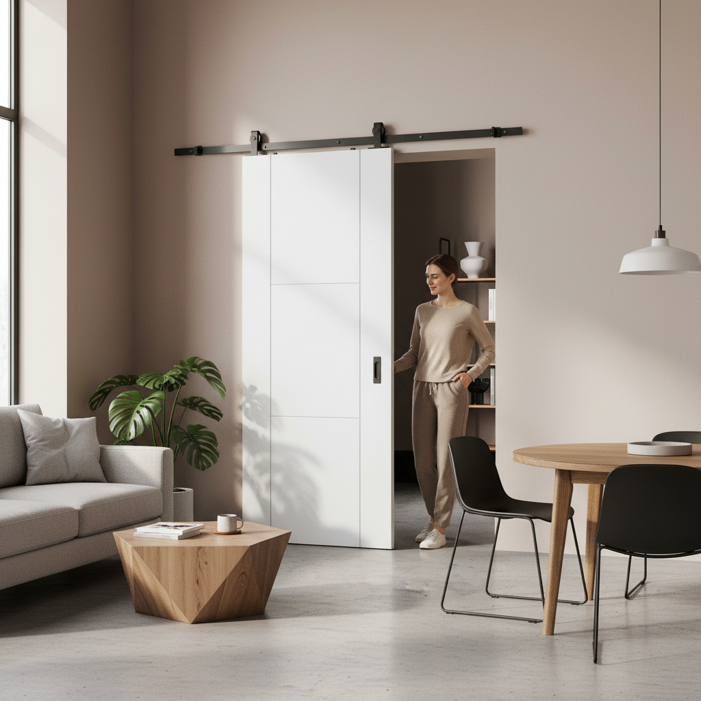 White Internal Primed 3 Panel Sliding Door