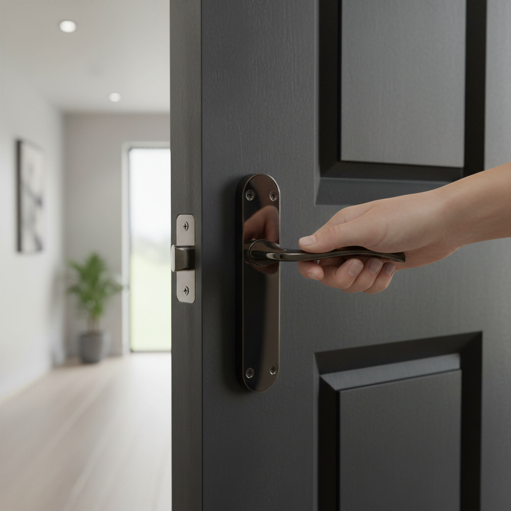 Lever on Backplate Door Handle Set with Black Nickel Fini...