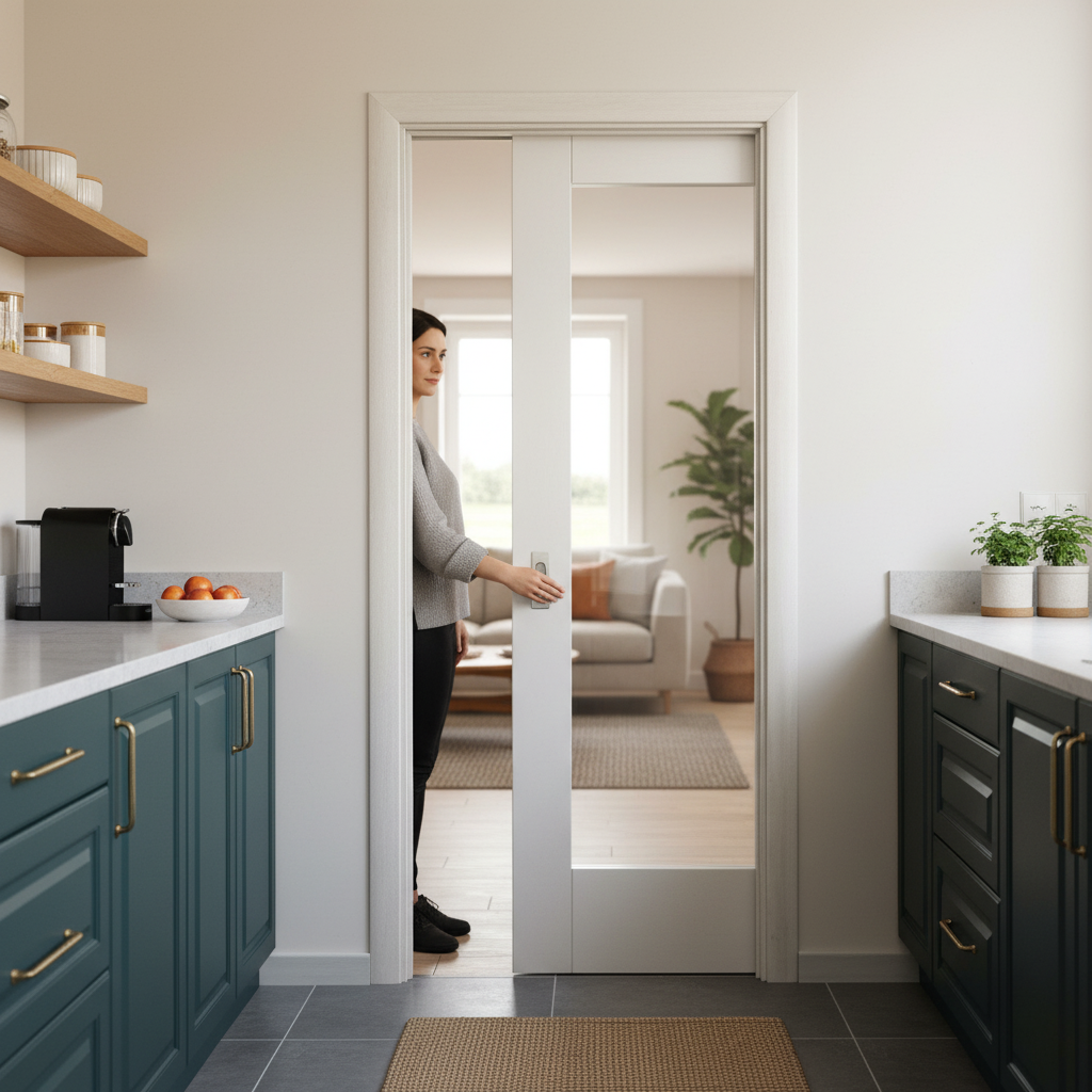 White Primed Internal Pocket Door Set with Clear Glass Pa...