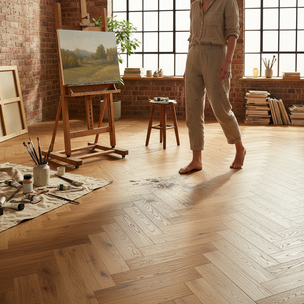 Herringbone Solid Real Wood Flooring 18mm Brushed