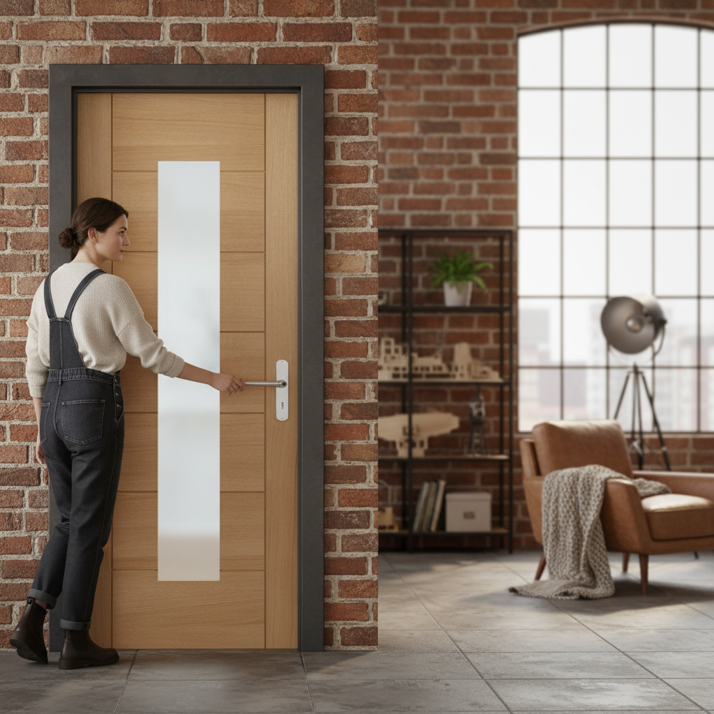 Premium Oak Internal Fully Finished Door with 1 Light Obscure Glass - Custom Made to Measure for Enhanced Privacy and Elegance