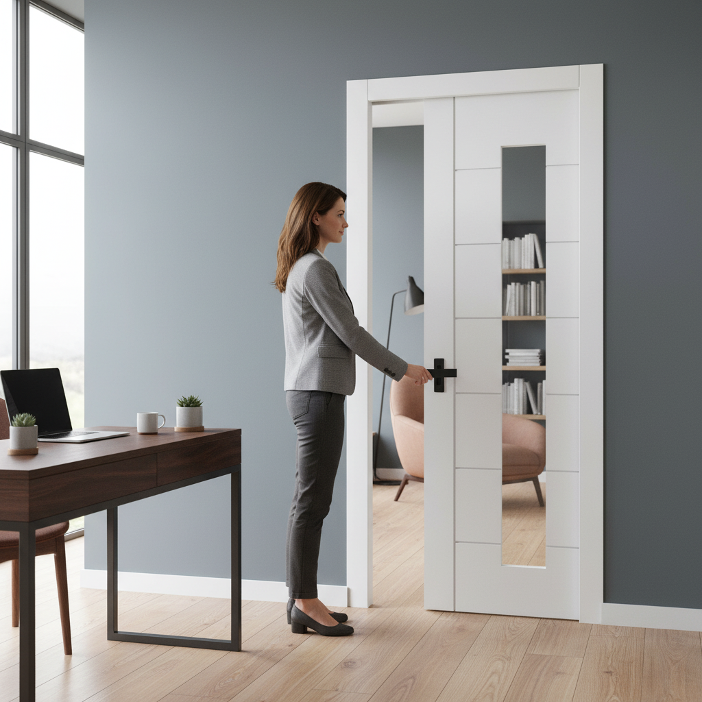 Internal Pocket Door Set with 7-Panel Design and Clear Glass