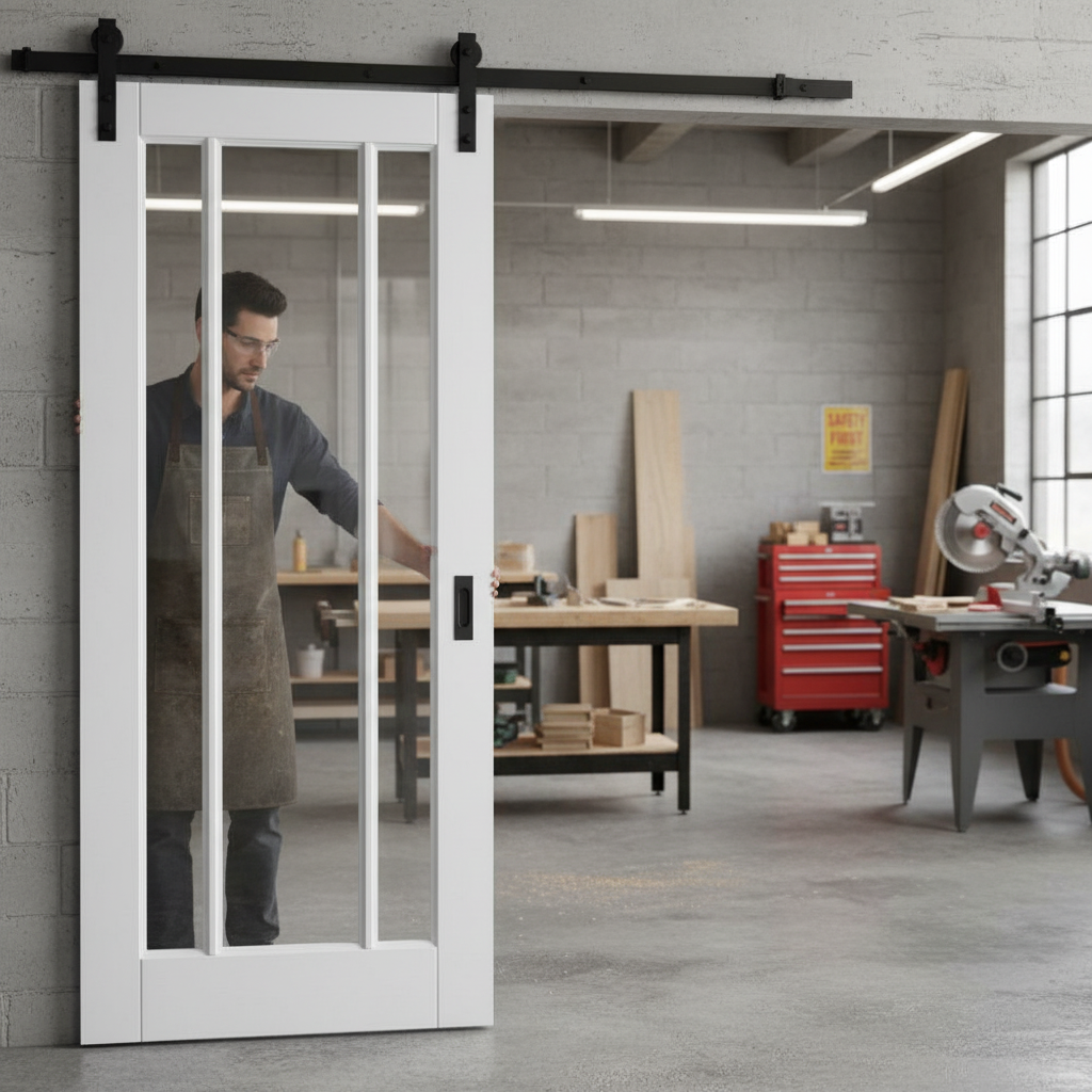 Internal Sliding Door with 3 Clear Glass Panels - Modern ...