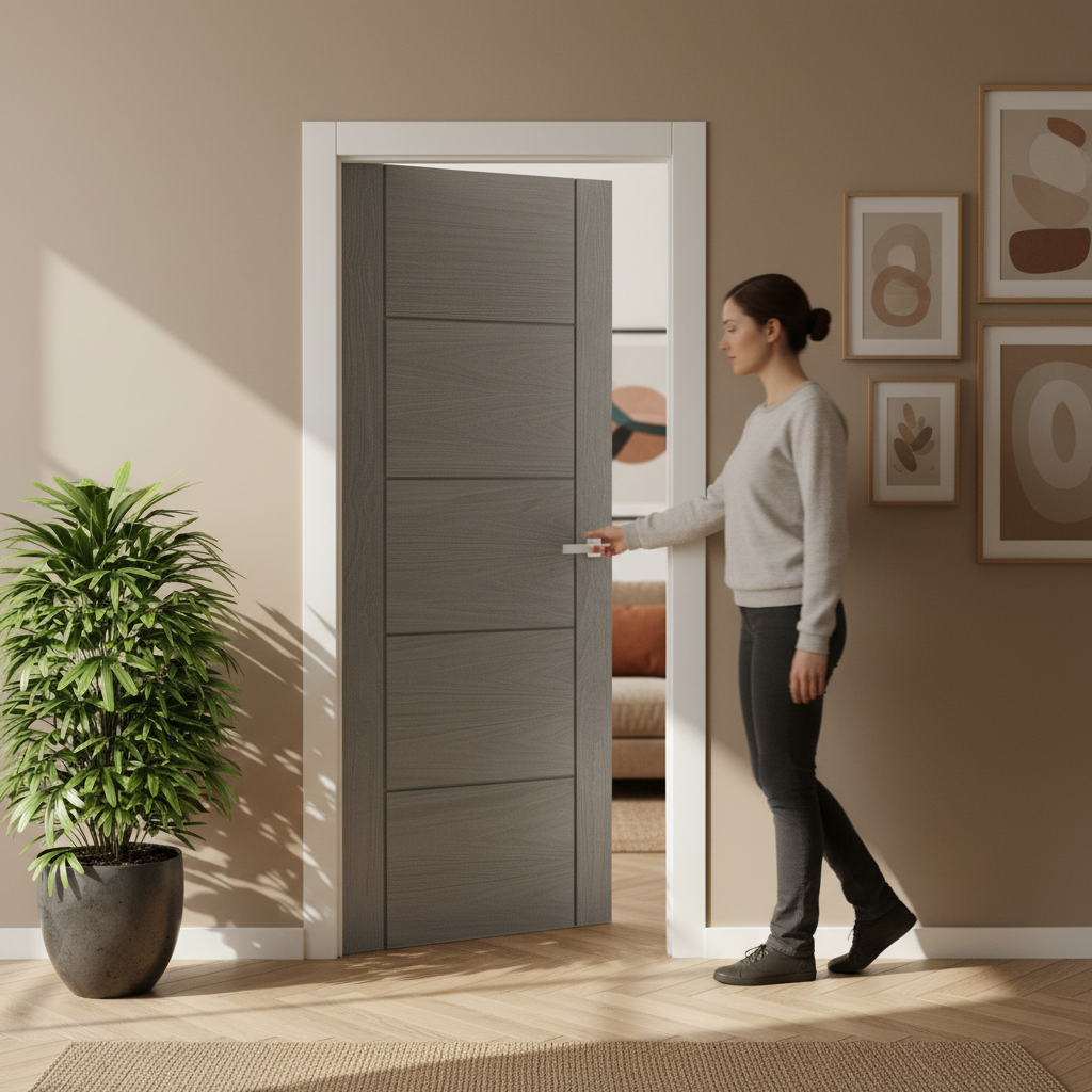 Ash Grey Internal Fully Finished 5 Panel Door
