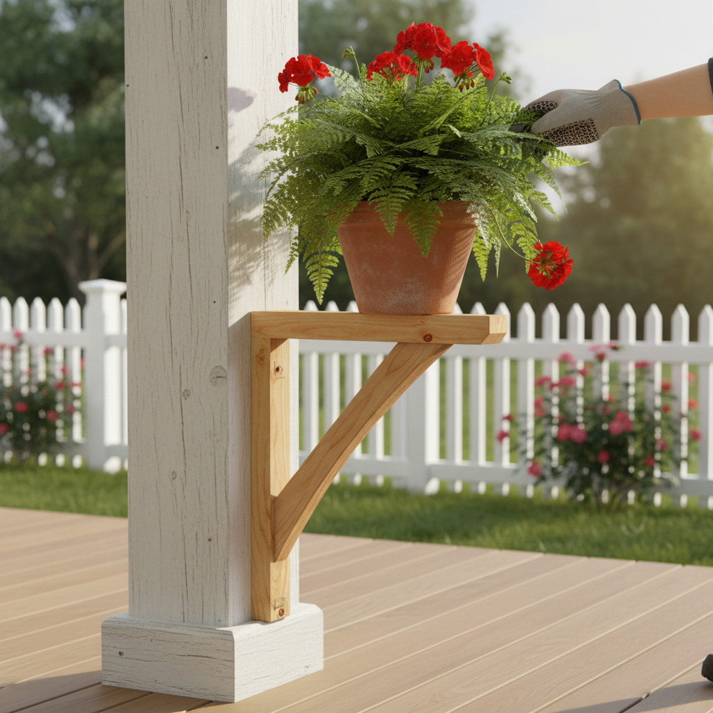 Single Gallows Pine Porch Bracket - Pre-Drilled, Unfinish...