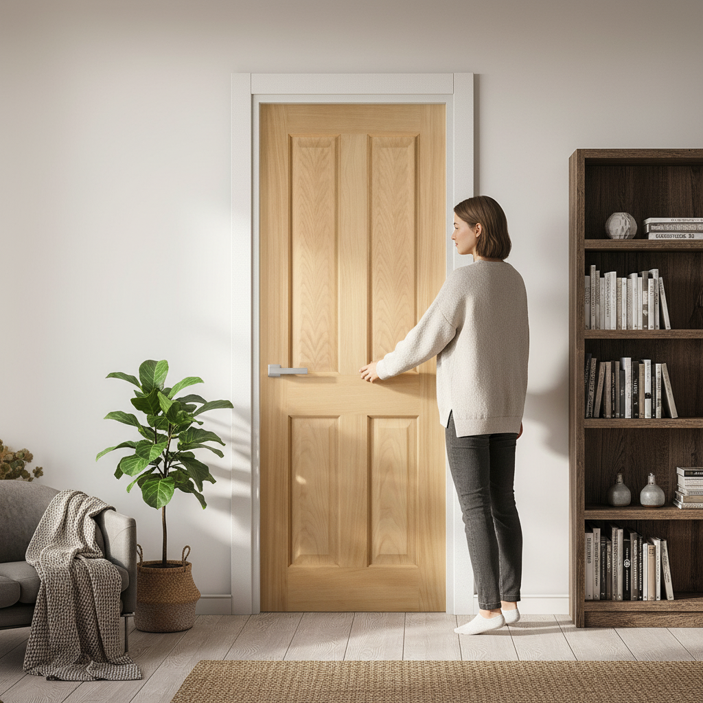 Premium Unfinished White Oak 4 Panel Internal Door - Classic Design with Solid Core Construction for Durability and Sound Insulation
