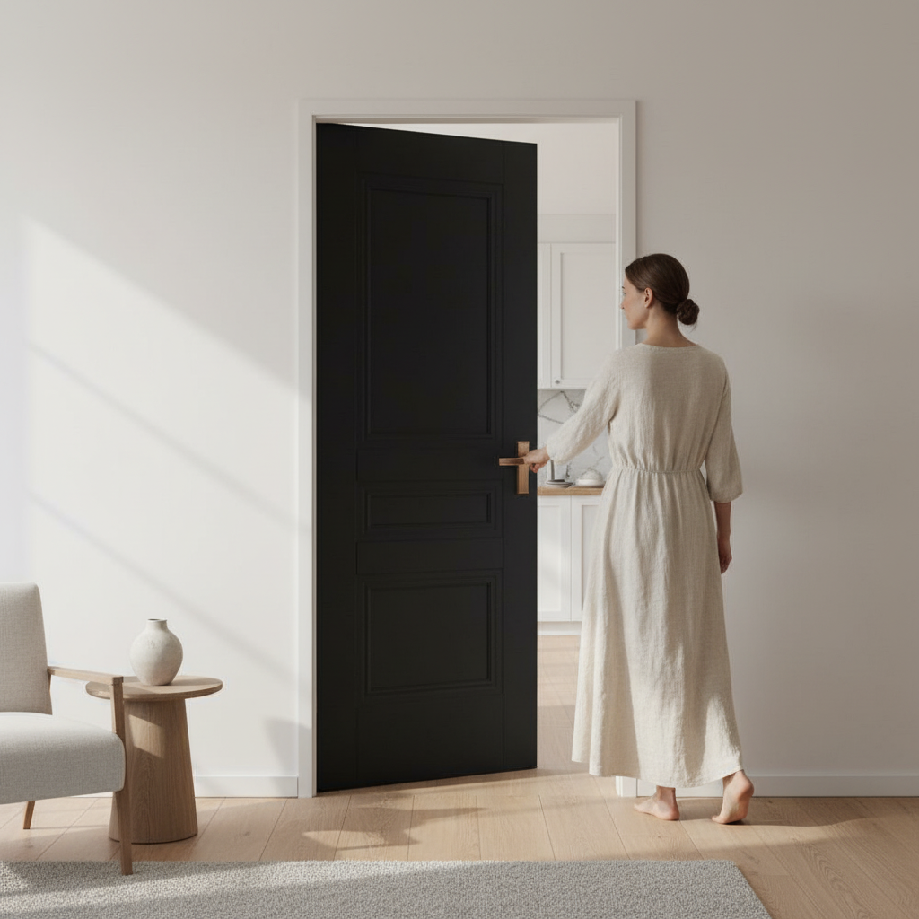 Premium Fully Finished Internal 3 Panel Made-to-Measure Door with Elegant Design and Luxurious Black Finish