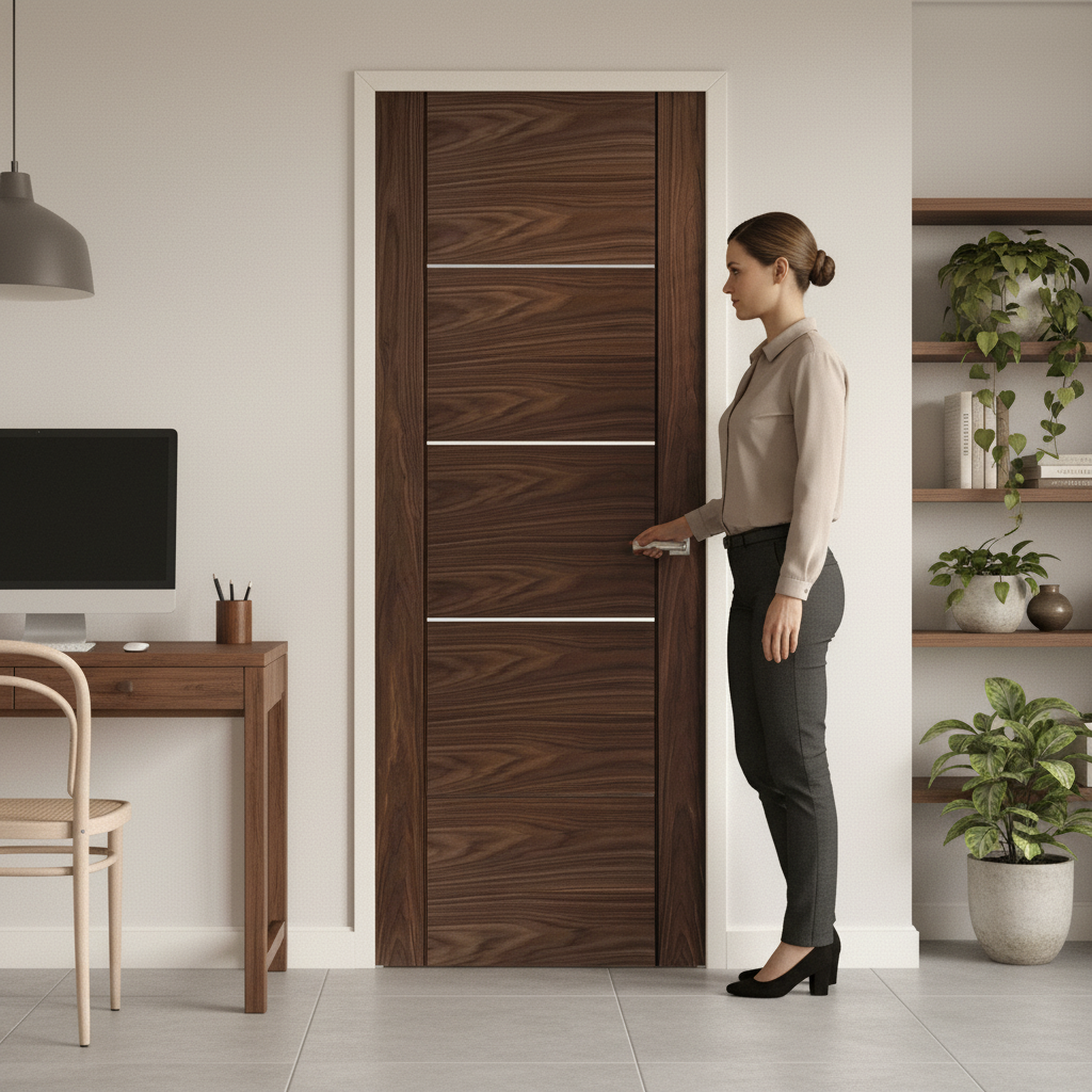 Premium Made-to-Measure Internal Door with Five-Panel Design, Fully Finished in Walnut for Custom Fit and Elegant Aesthetics