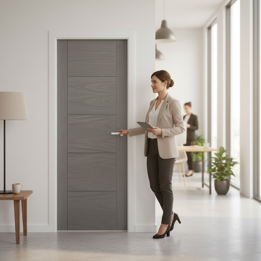 Ash Grey Internal Fully Finished 5 Panel Door