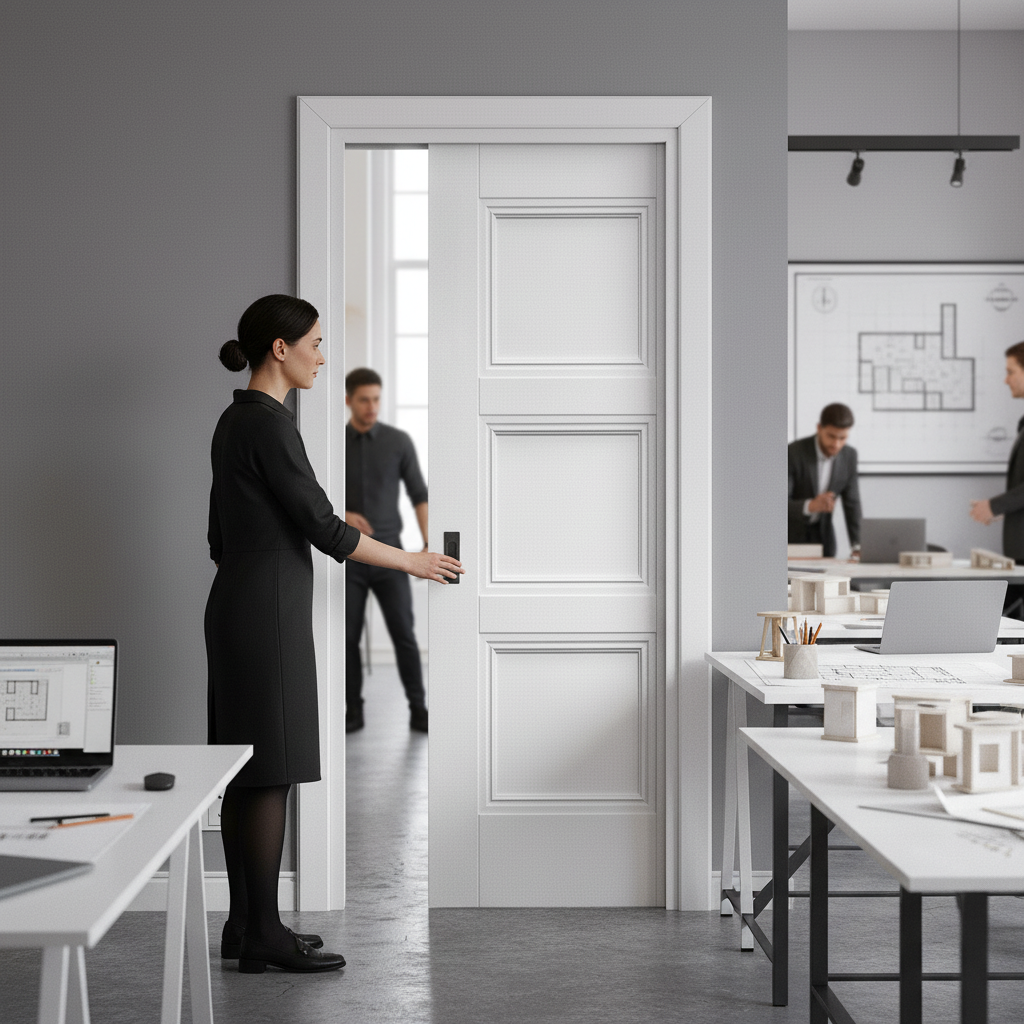 White Primed Internal Pocket Door Set with Modern Design