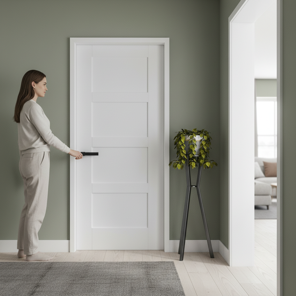 Premium Custom Made-to-Measure Internal Shaker Door with 4 Panels and Engineered Core - White Primed Finish