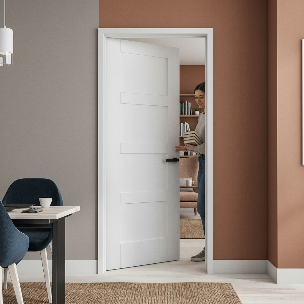Premium Custom Made-to-Measure Internal Shaker Door with 4 Panels and Engineered Core - White Primed Finish