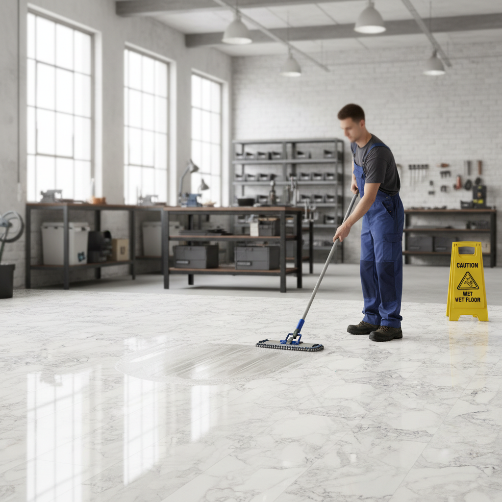 Premium 8.5mm High Gloss Laminate Flooring with White Marble Effect for Elegant Interiors