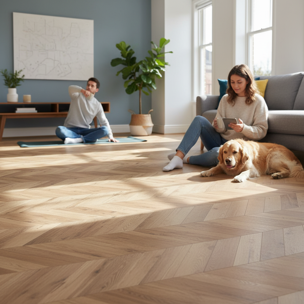 Premium Chevron Parquet Effect 8mm Laminate Flooring - Water-Resistant and Easy to Fit Planks for DIY Applications