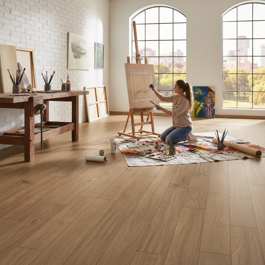 8mm Embossed Laminate Flooring in Credenza Oak Finish - W...