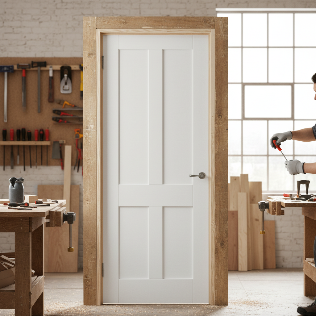 Premium Internal Primed Victorian Shaker 4 Panel Made-to-Measure Door - Custom Sizes Available for Perfect Fit