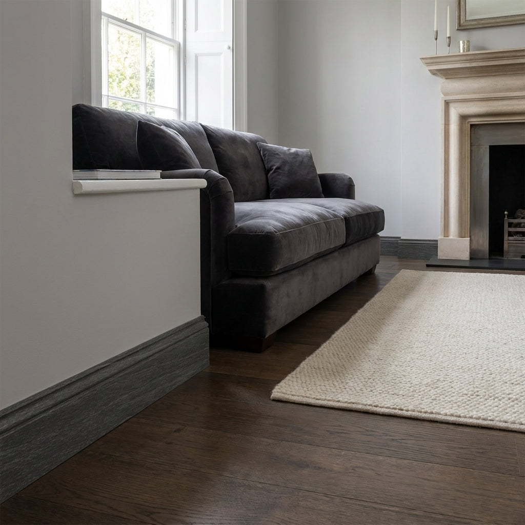 Round Pencil Laminate Skirting Board in Dark Grey - 2400mm x 15mm x 95mm
