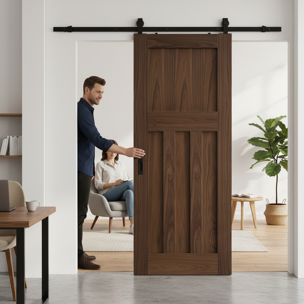Walnut Internal Fully Finished Sliding Door