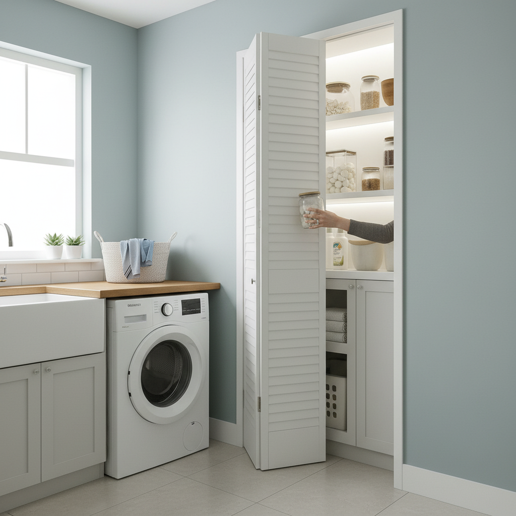 White Painted Internal 28mm Open Louvre Bi-fold Door Set