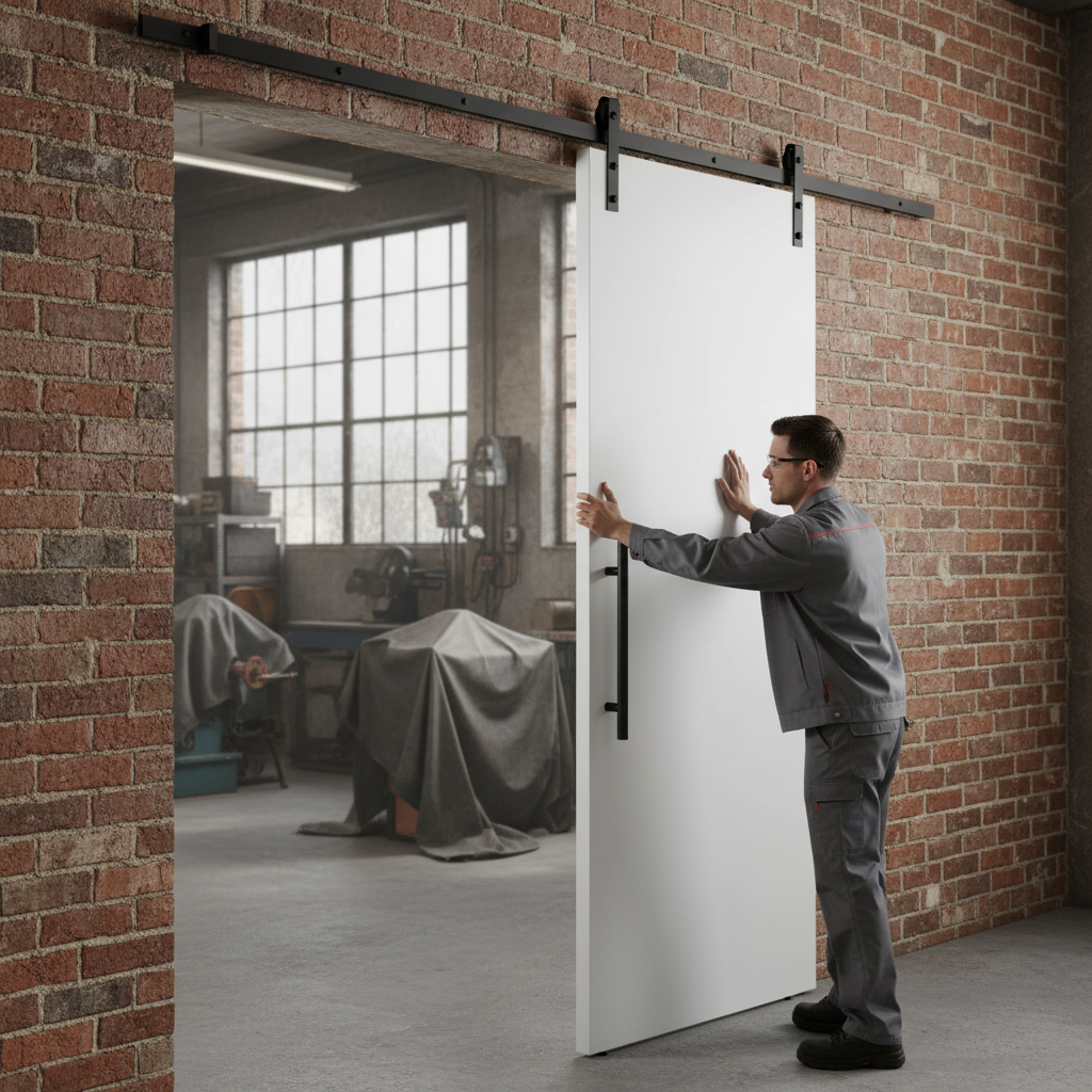Matt Black Face Mounted Sliding Barn Door Track