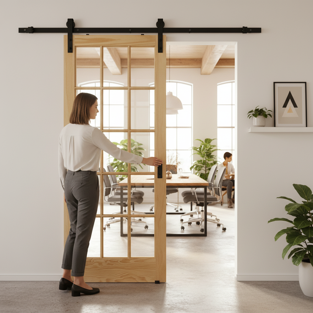 Clear Glass Sliding Door with Unfinished Clear Pine Frame