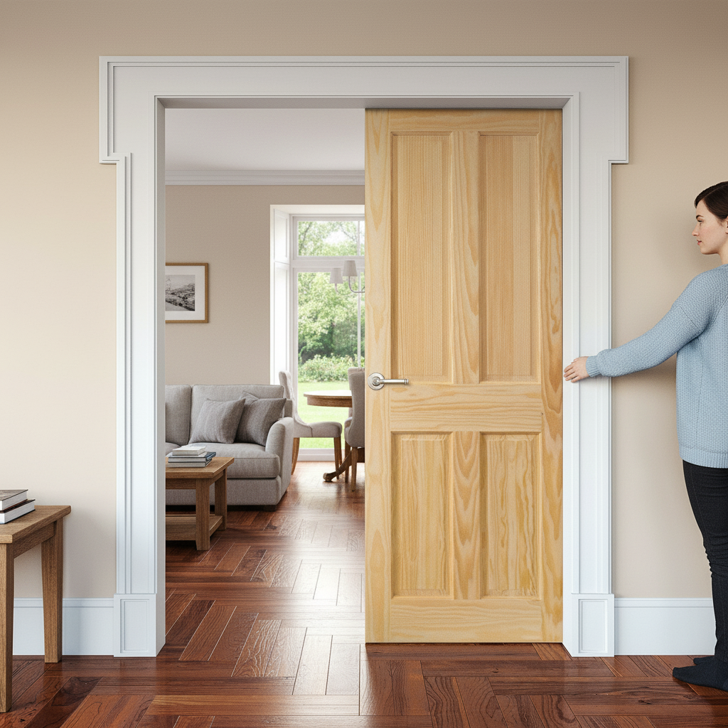 Unfinished Clear Pine 4 Panel Pair Door Set