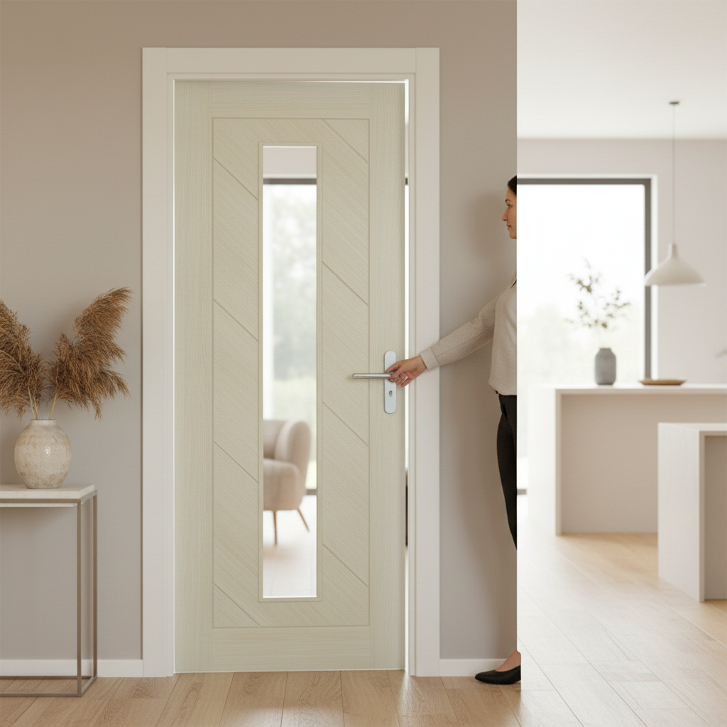 Internal Fully Finished Laminate Clear Glass Door